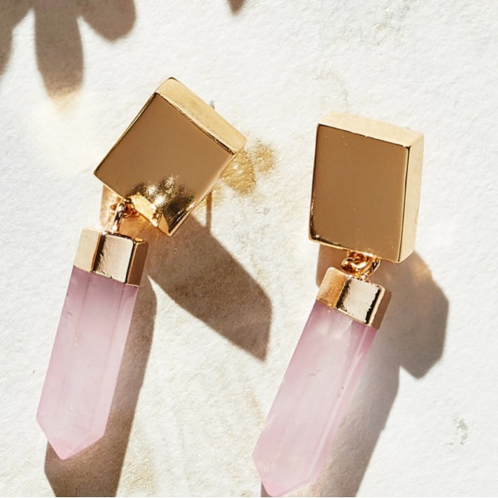 Joanna Buchanan Modern Quartz Earrings-Rose Quartz